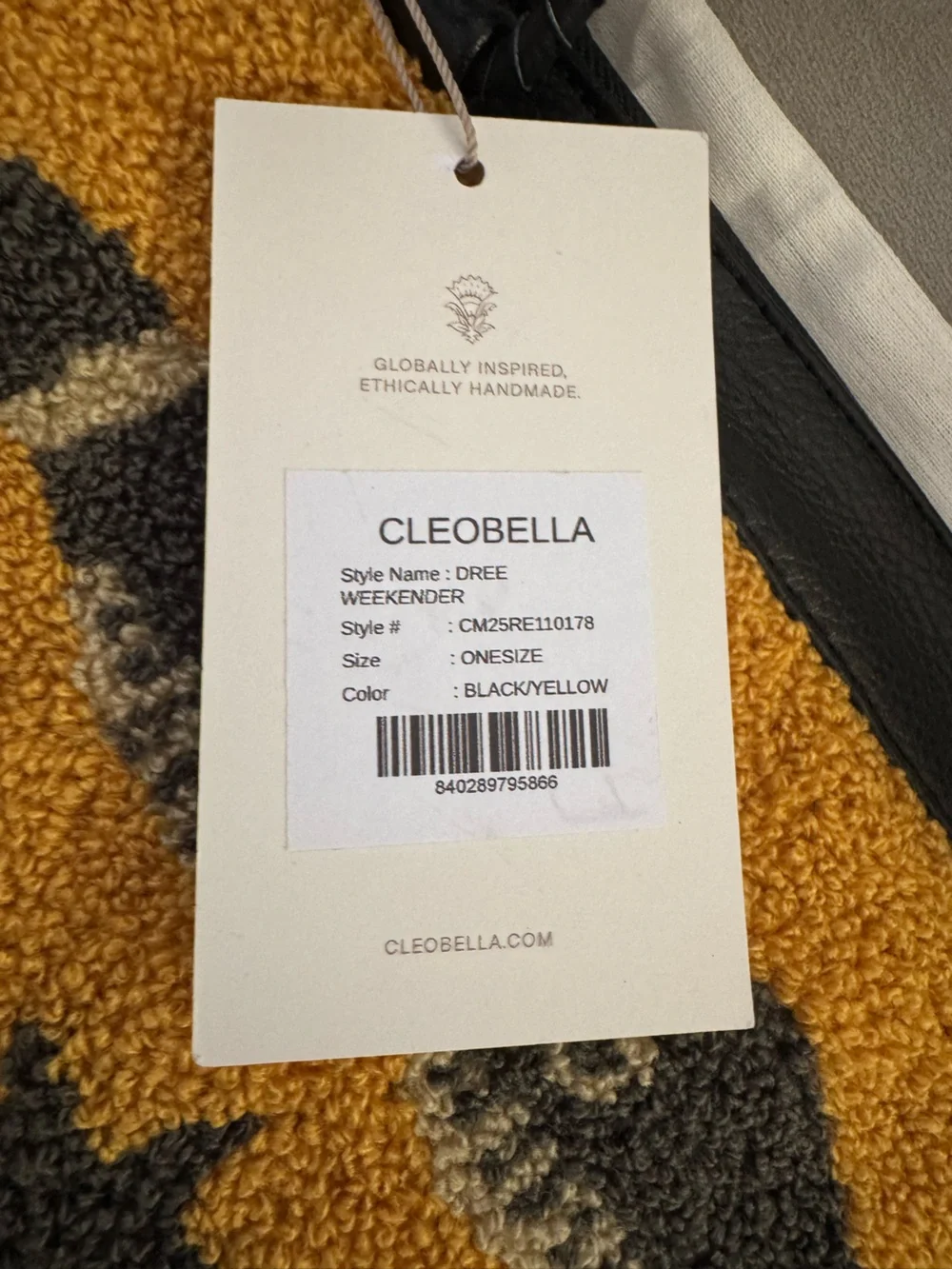 NWT Cleobella Leather Travel Carry On Snake Dree Weekender Bag in Yellow - Picture 7 of 11